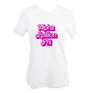 Alpha Epsilon Phi T-Shirt- Retro Dolly Sorority Name Design, Relaxed Fit