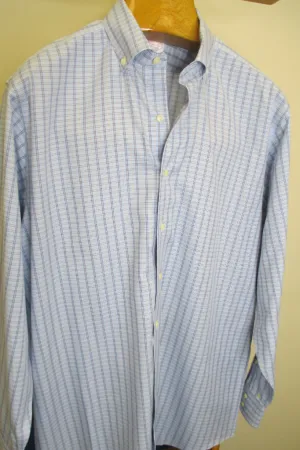 Brooks Brothers Light Blue Plaid Dress Shirt  16 1/2 x 35