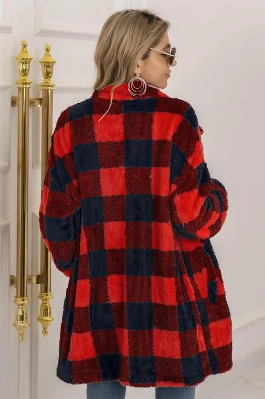 Buffalo Plaid Teddy Shacket Red