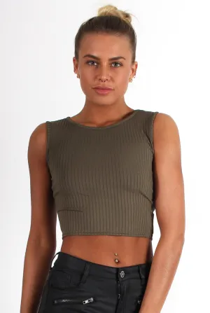 Cami Khaki Crop Top