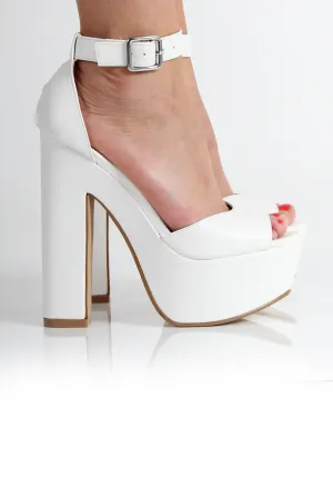 Camila White PU Peep Toe Heels