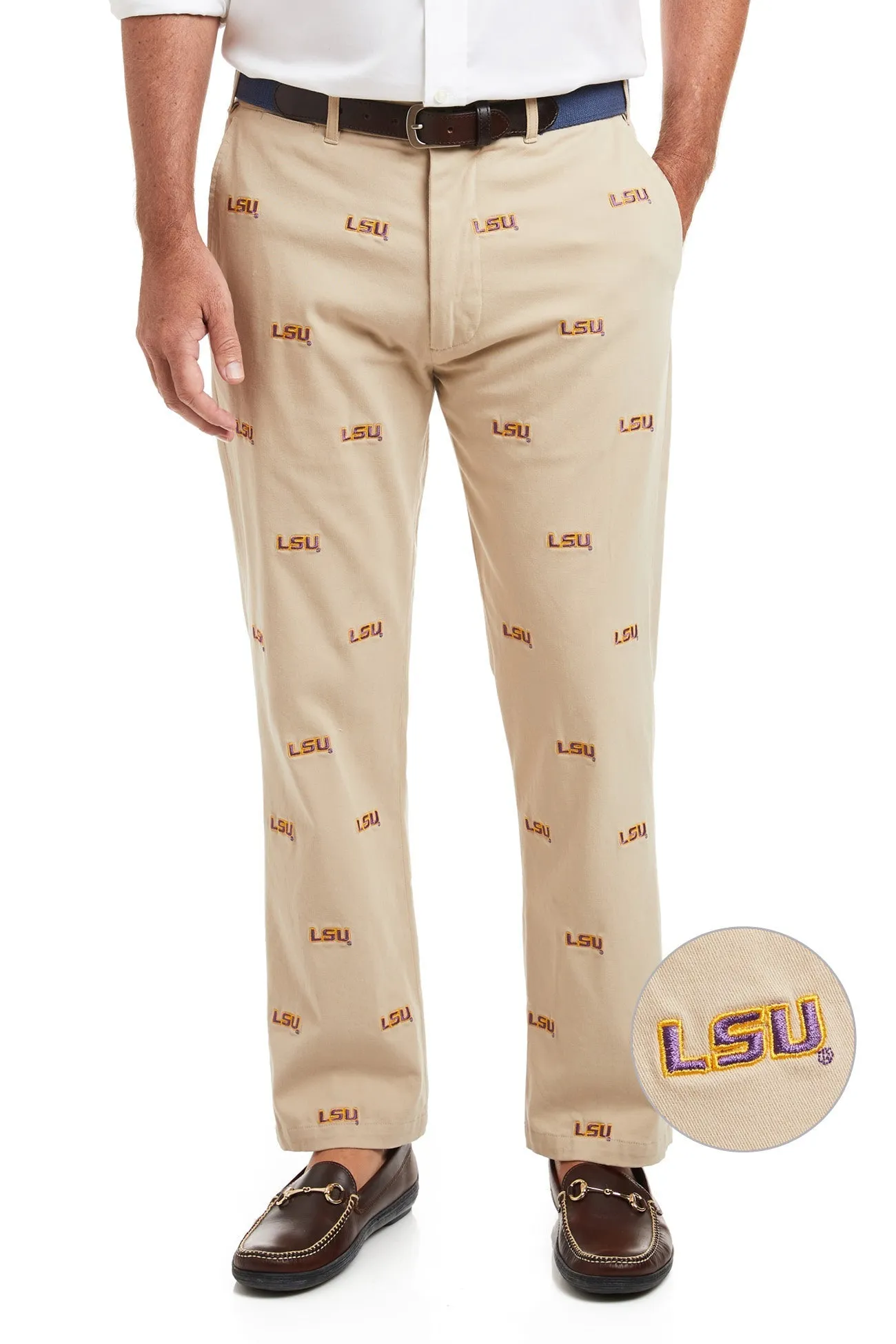 Collegiate Stretch Twill Pant Khaki with LSU