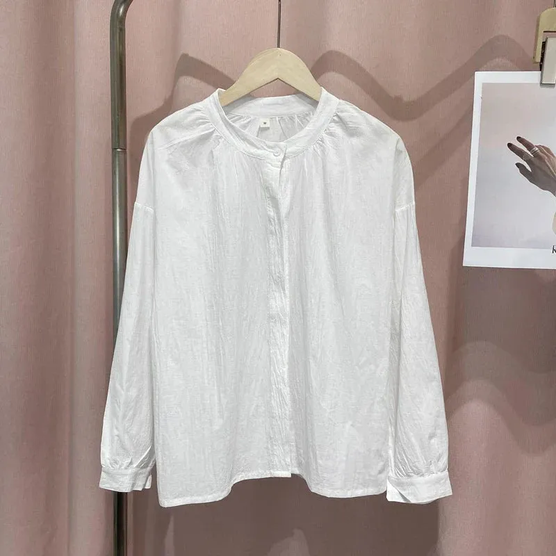 Cotton Bow Hollow V Neck Flare Streetwear Blouse