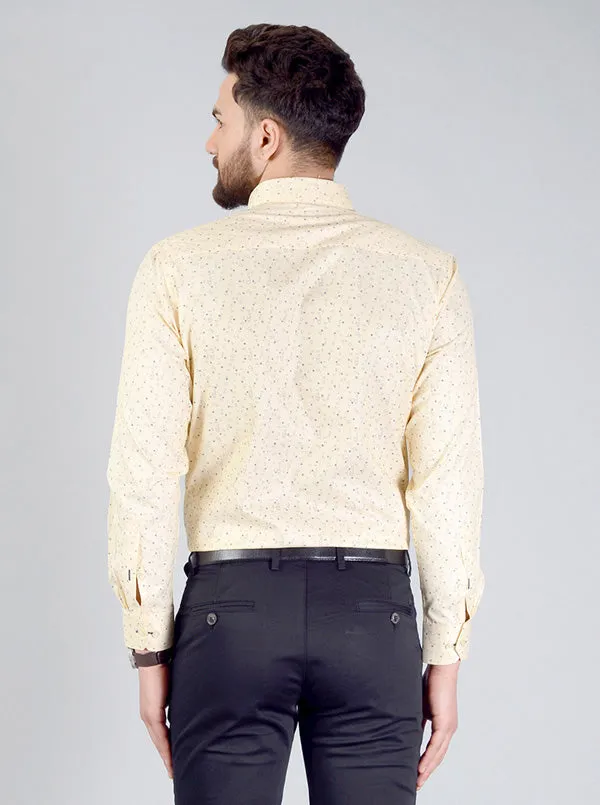 Cream Printed Regular Fit Formal Shirt | Greenfibre