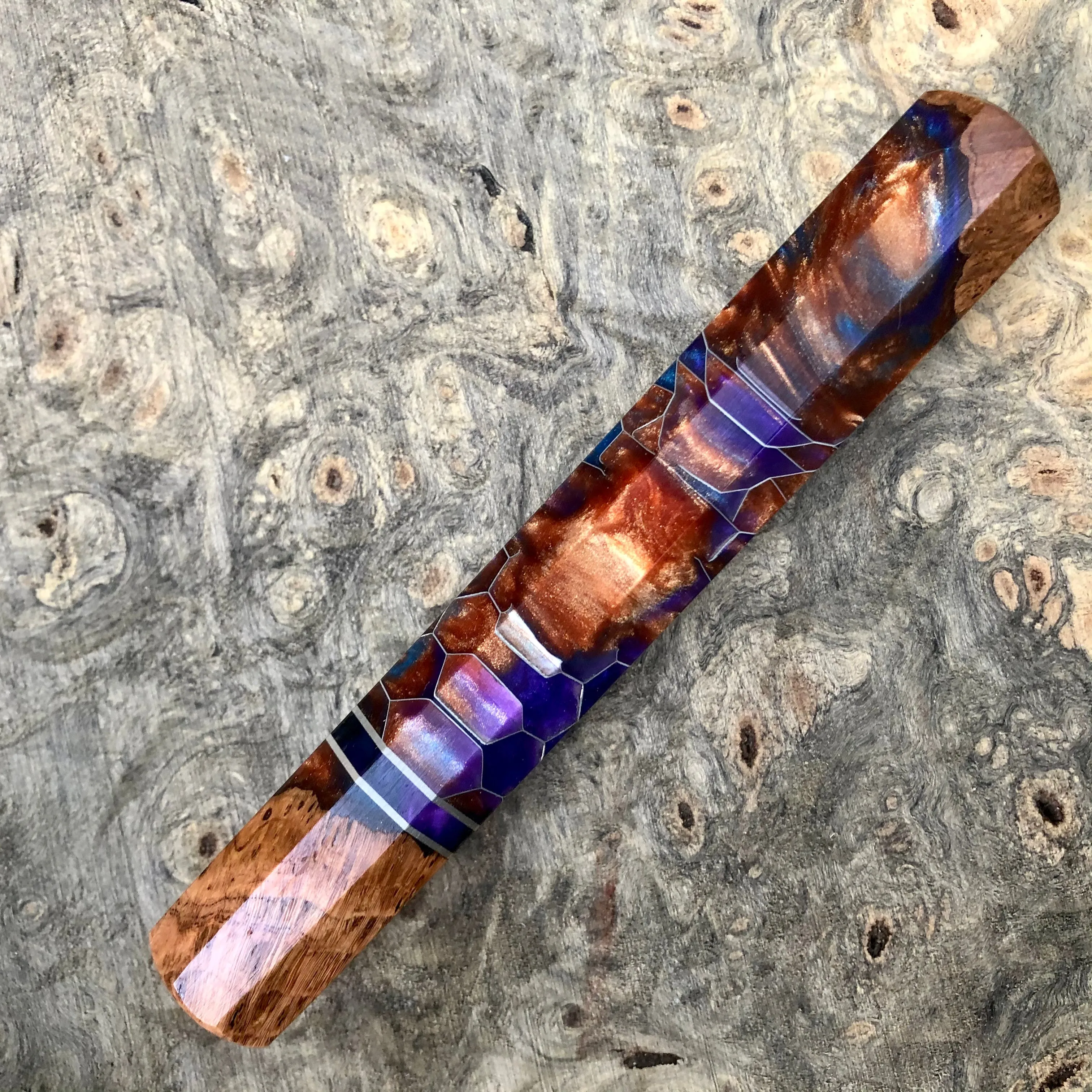 Custom Japanese Knife handle (wa handle) - Cherry burl honeycomb