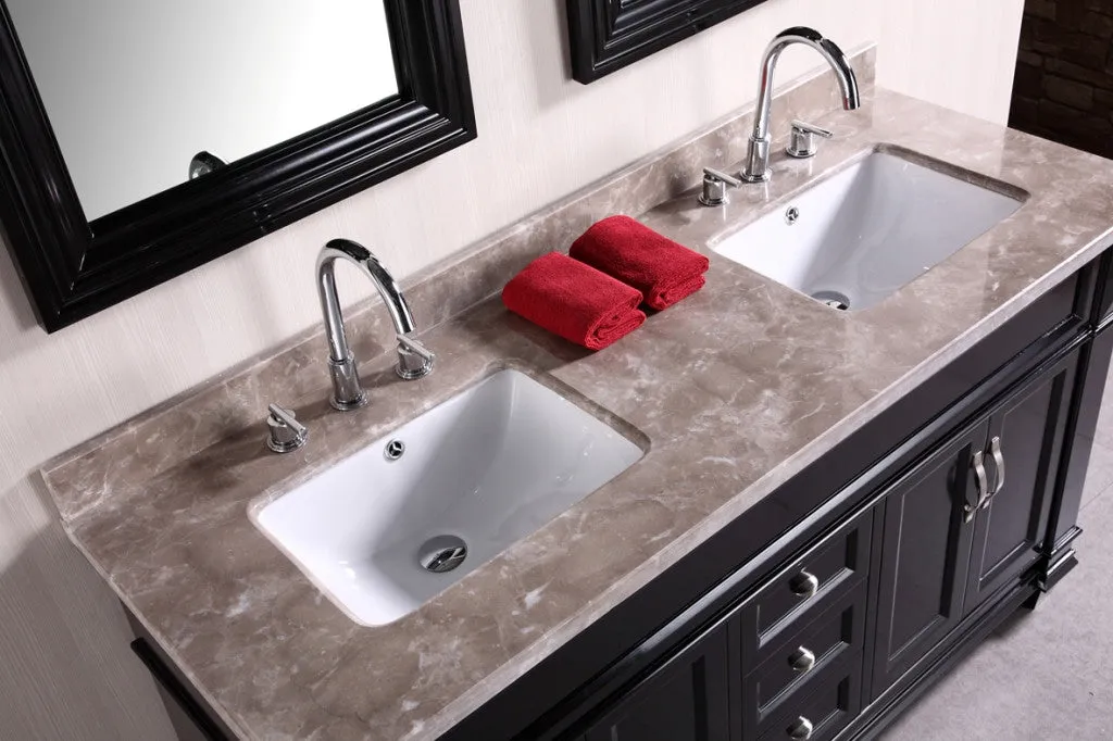 DESIGN ELEMENT Hudson 60" Double Bathroom Vanity set