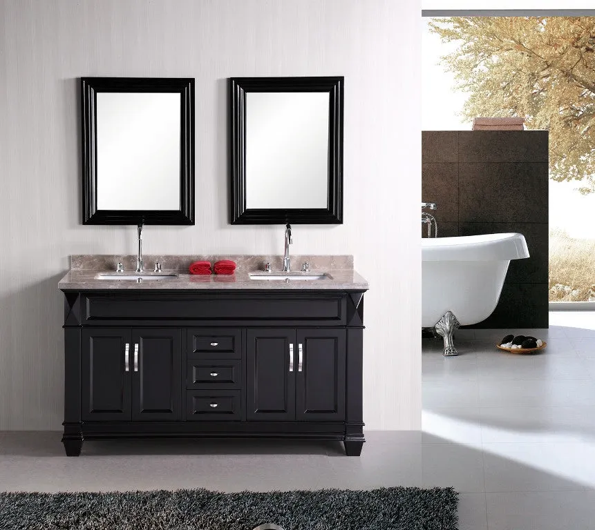 DESIGN ELEMENT Hudson 60" Double Bathroom Vanity set