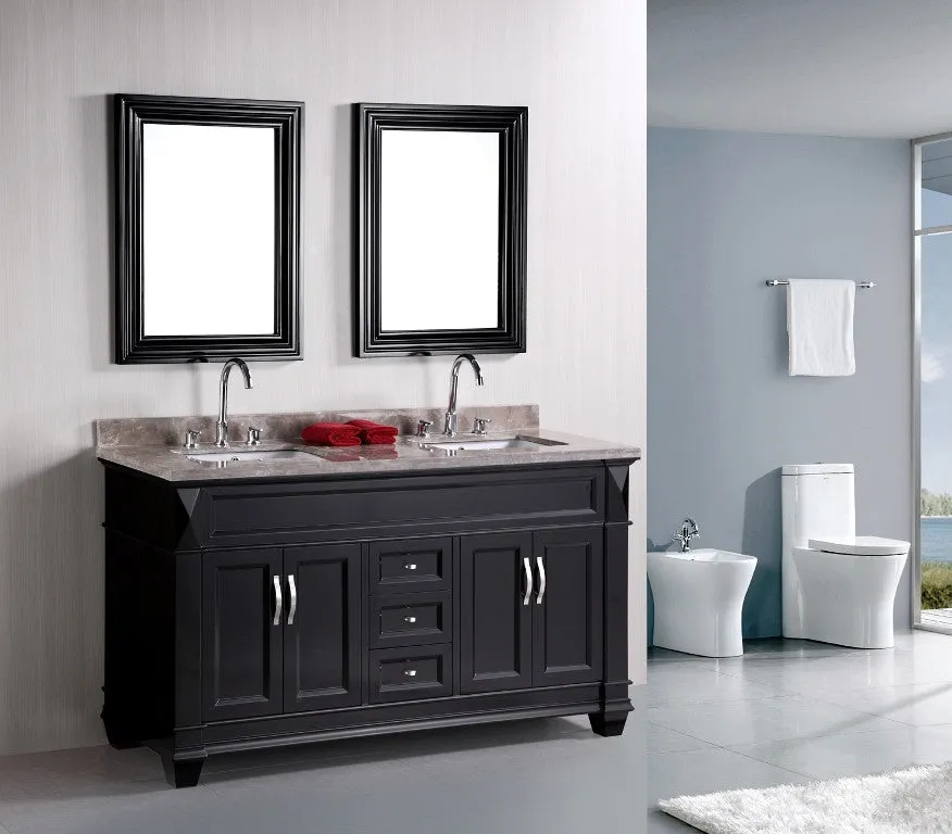 DESIGN ELEMENT Hudson 60" Double Bathroom Vanity set