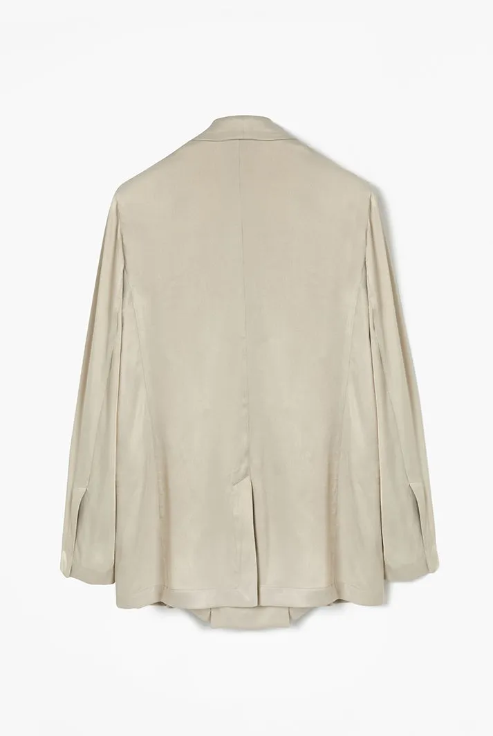 Draped Tie Detail High Neck Shirt | Beige