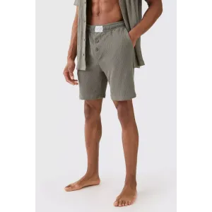 Khaki Waffle Loungerwear Shorts