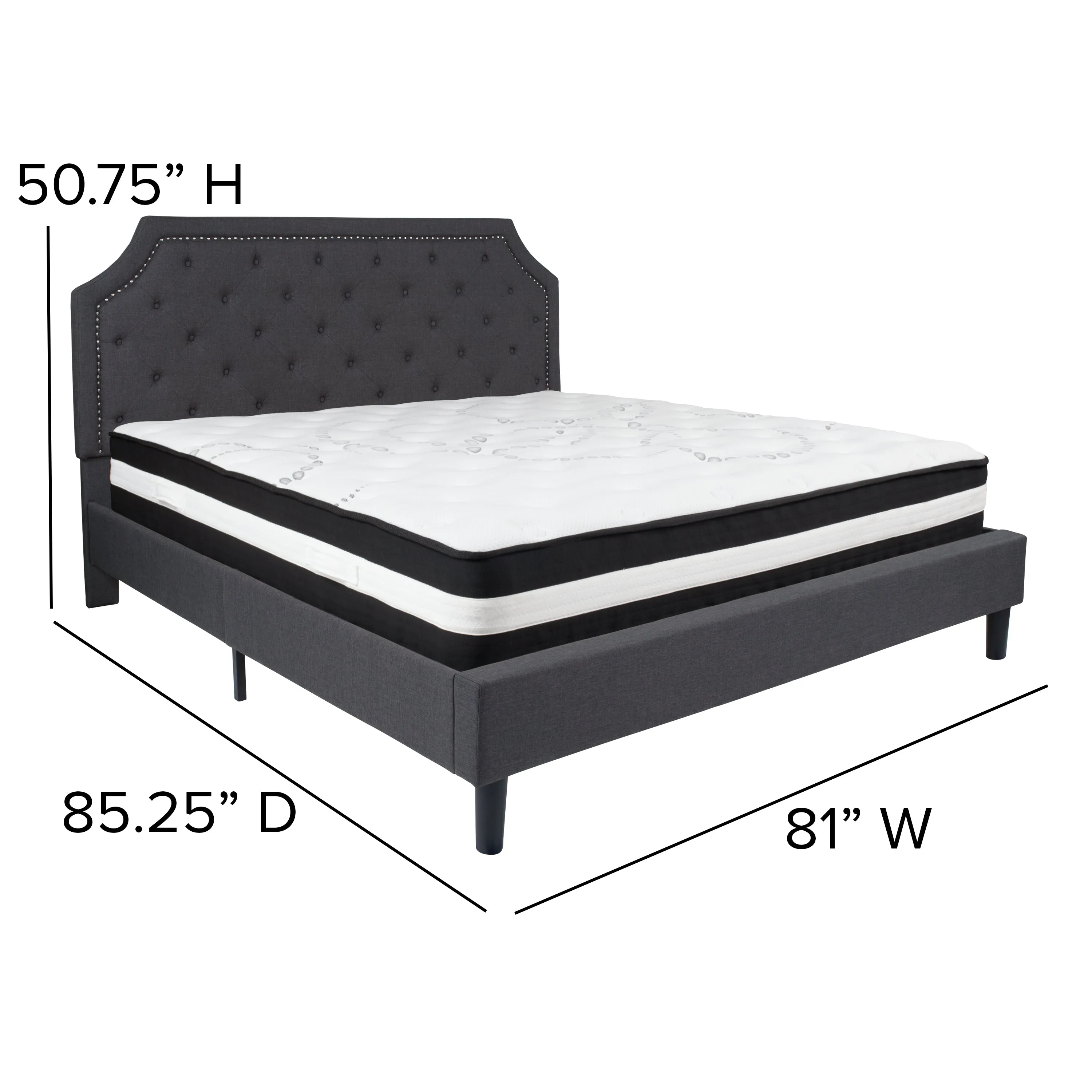 King Platform Bed Set-Gray SL-BM-16-GG