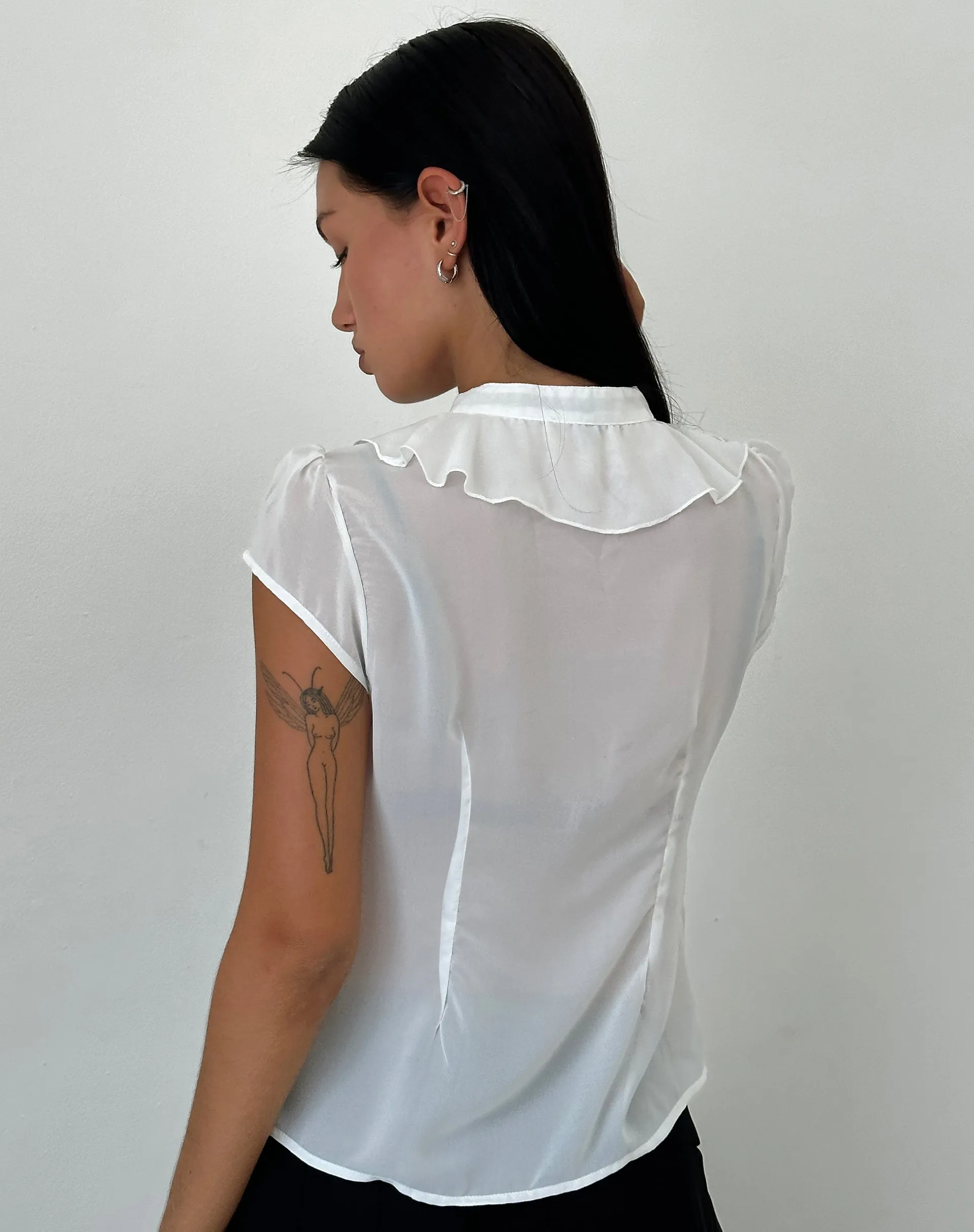 Lada Blouse in White Chiffon