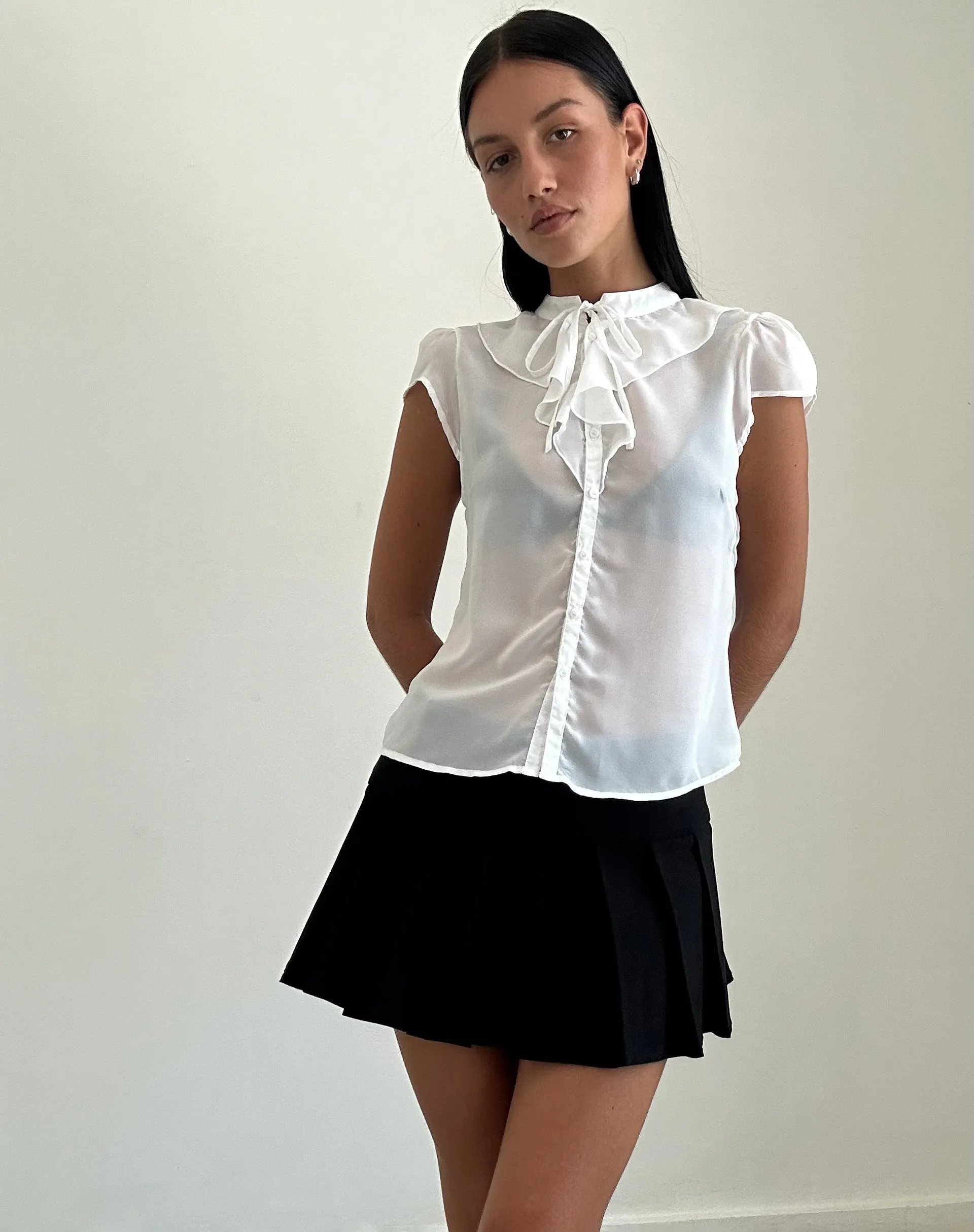 Lada Blouse in White Chiffon