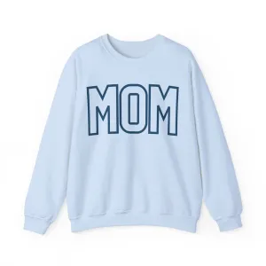 MOM Navy on Light Blue Oversized Pullover Crewneck Sweatshirt