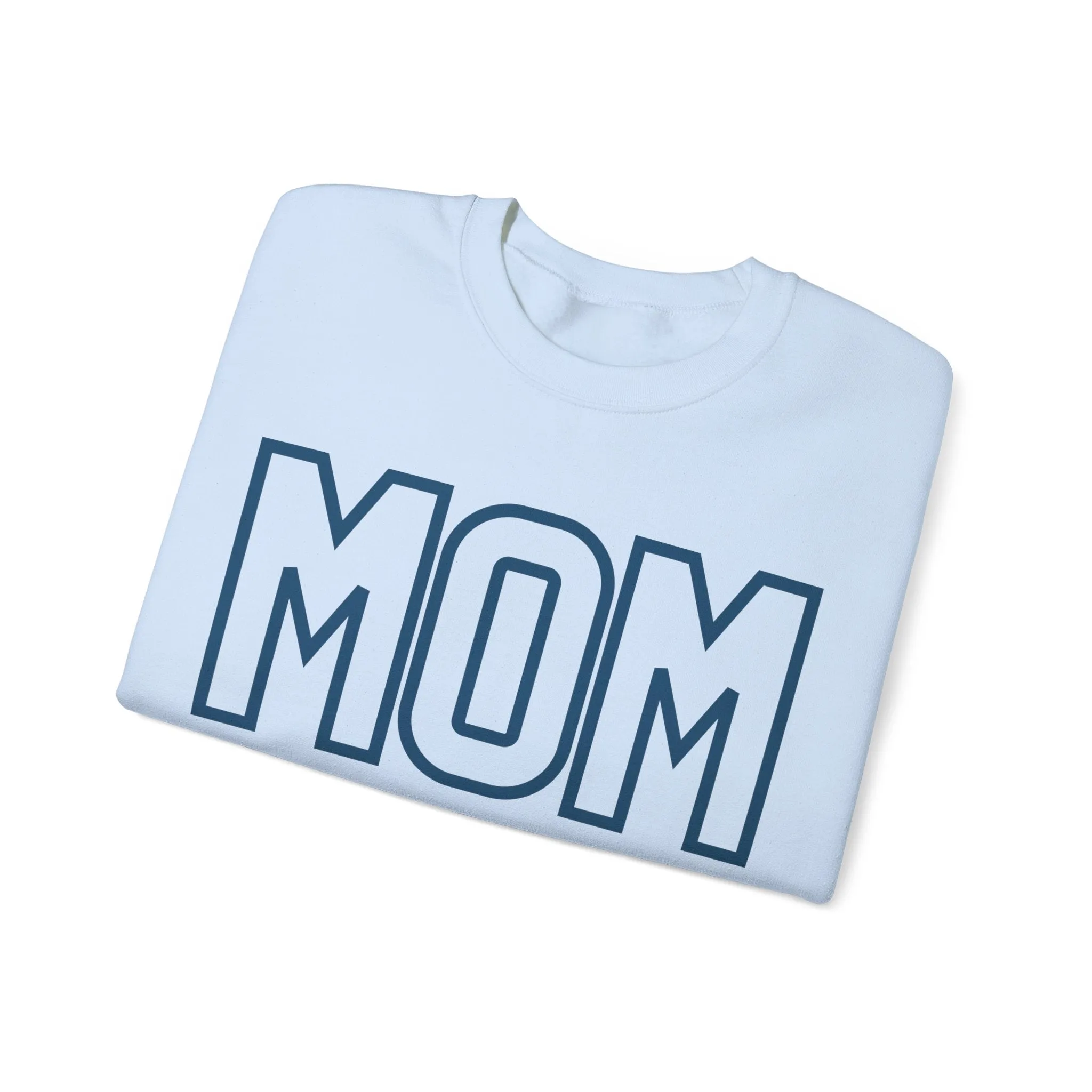 MOM Navy on Light Blue Oversized Pullover Crewneck Sweatshirt