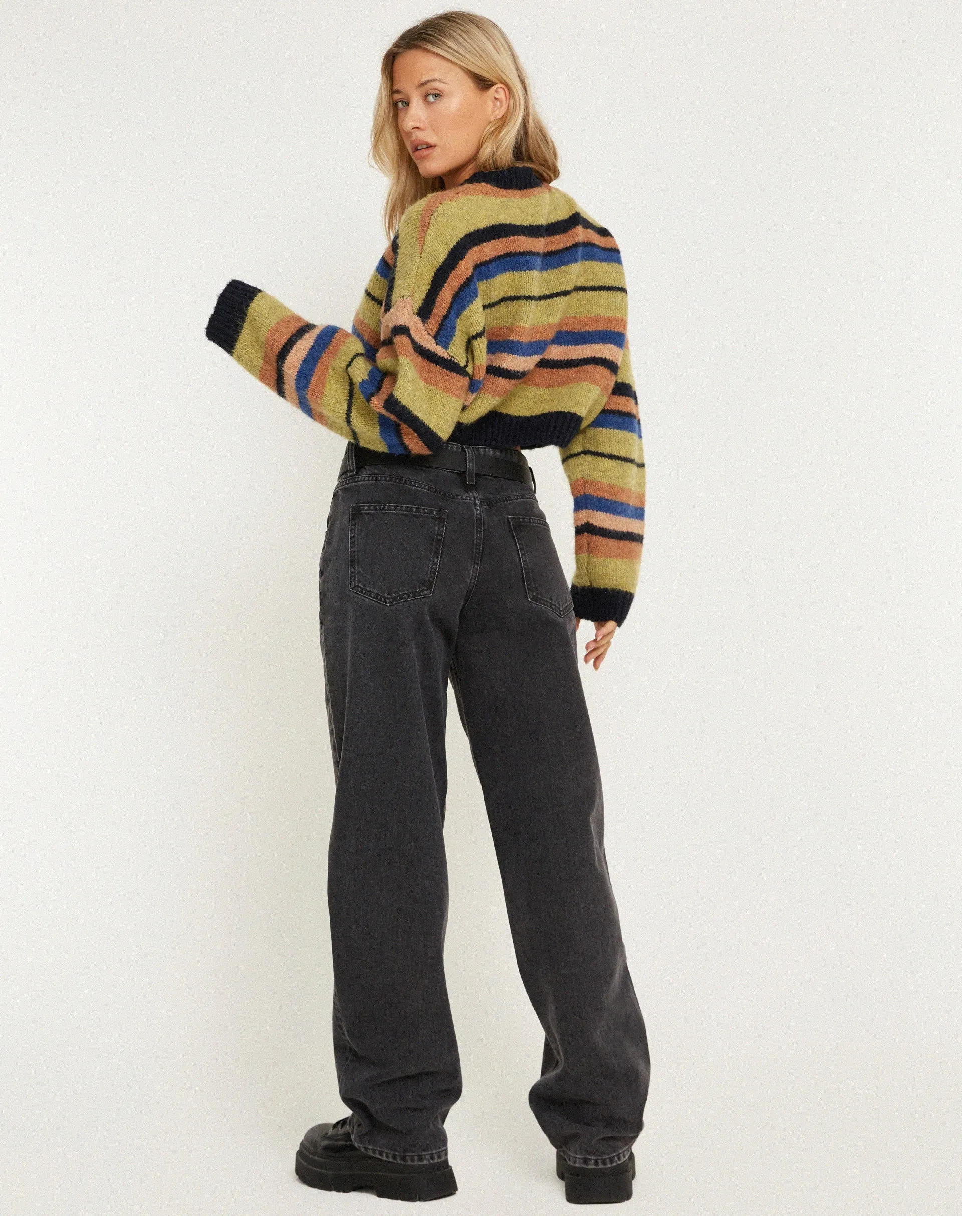 Munella Knitted Jumper in Mixed Stripe