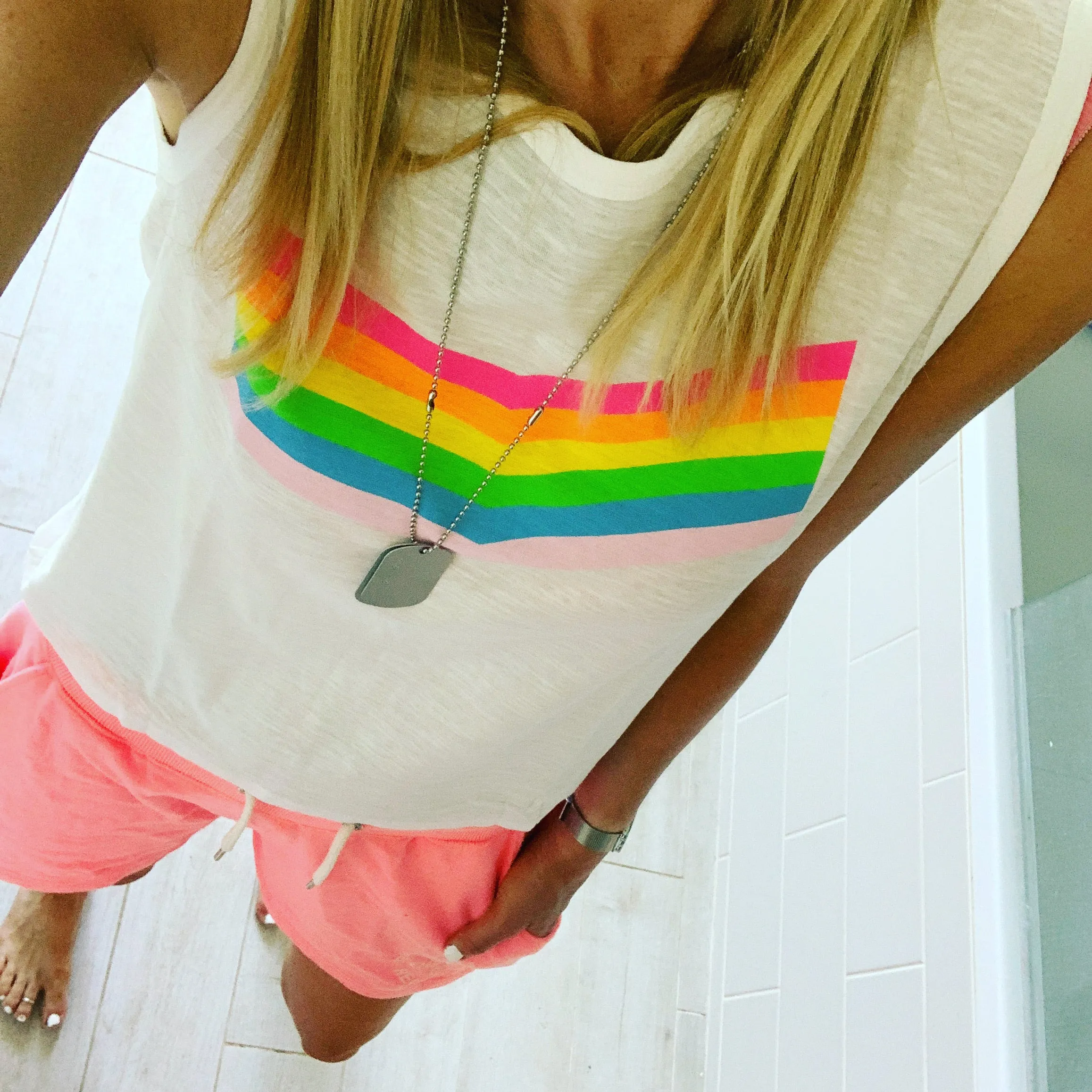 Neon rainbow tank top