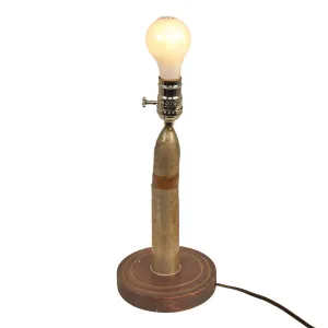 Original British WWI Inert 1917 Dated QF 1-Pounder Pom-Pom 37mm Trench Art Lamp - Functional