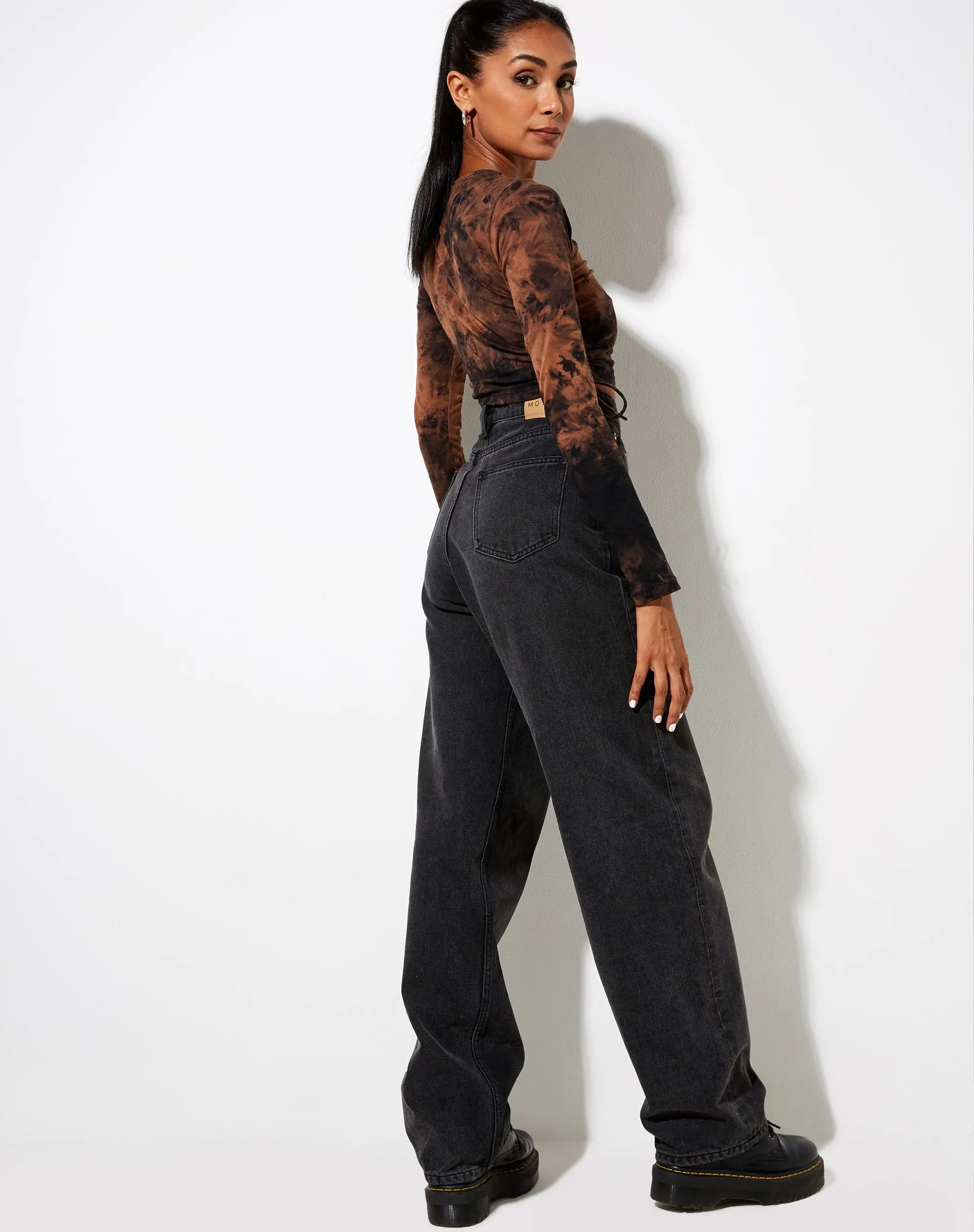 Razelo Crop Top in Black Rust Tie Dye