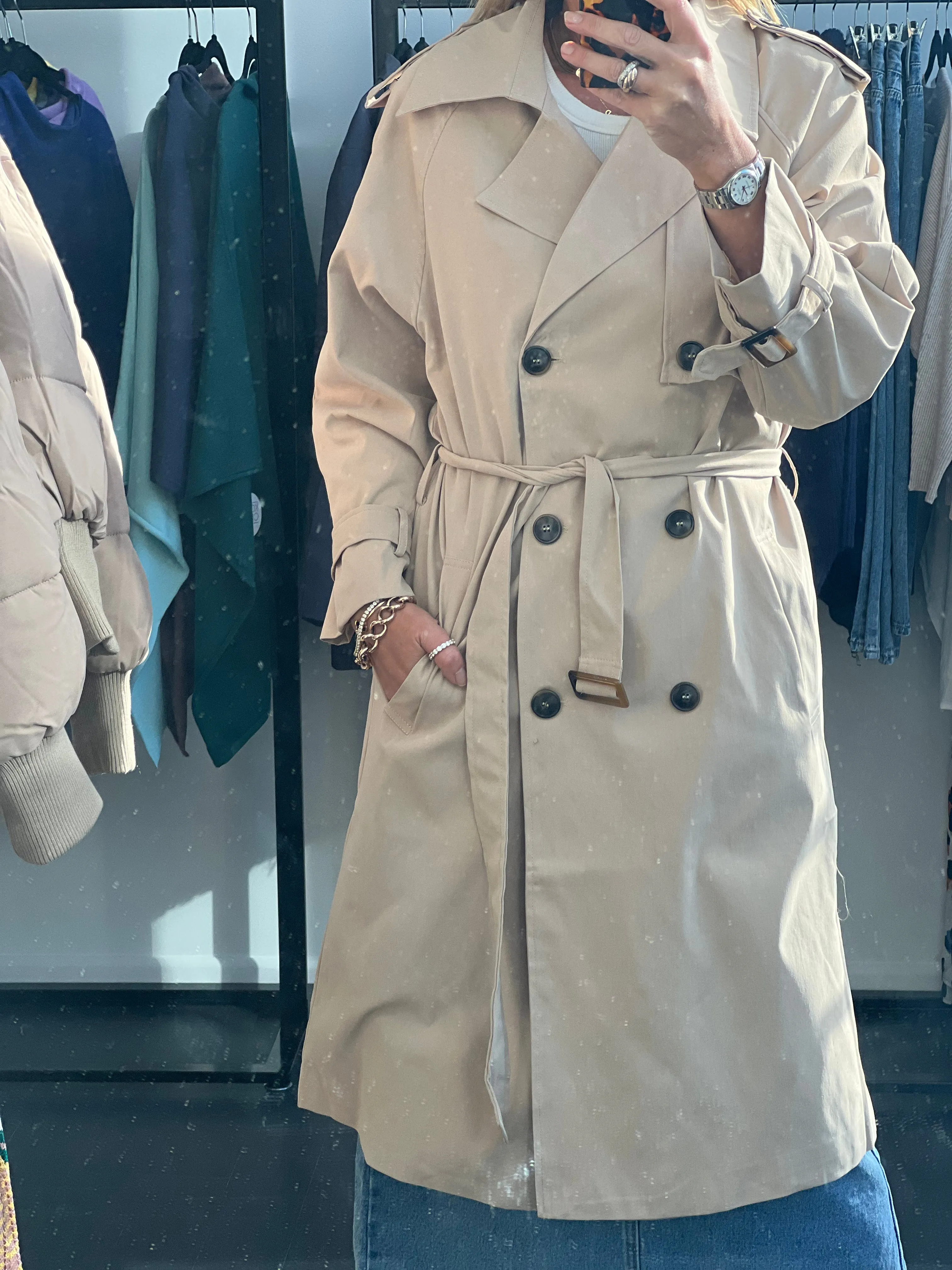 Relaxed Trench Jacket Coat - beige