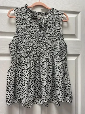 Rose   Olive B&W Blouse Sz M