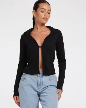 Ruix Long Sleeve Top in Jersey Plise Black