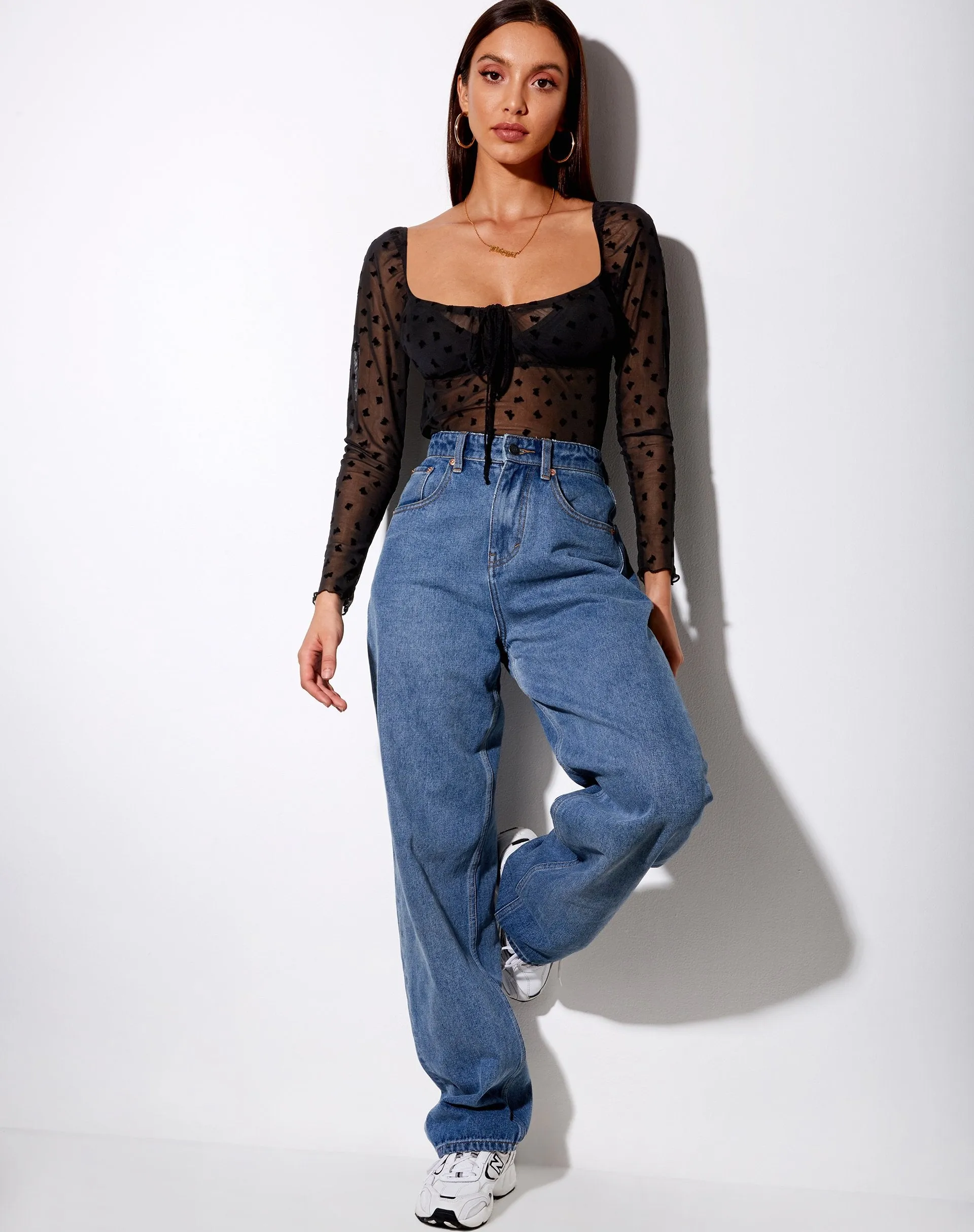 Sanila Crop Top in Black Flock Flutterby