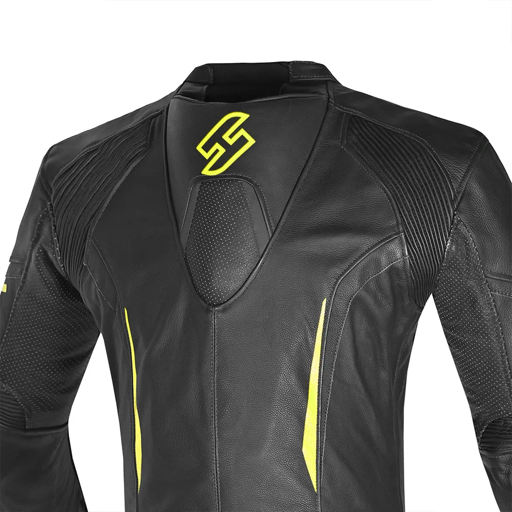 SHUA Infinity 2.0 1 PC Motorcycle Racing Leather Suit Black Yellow Flouro