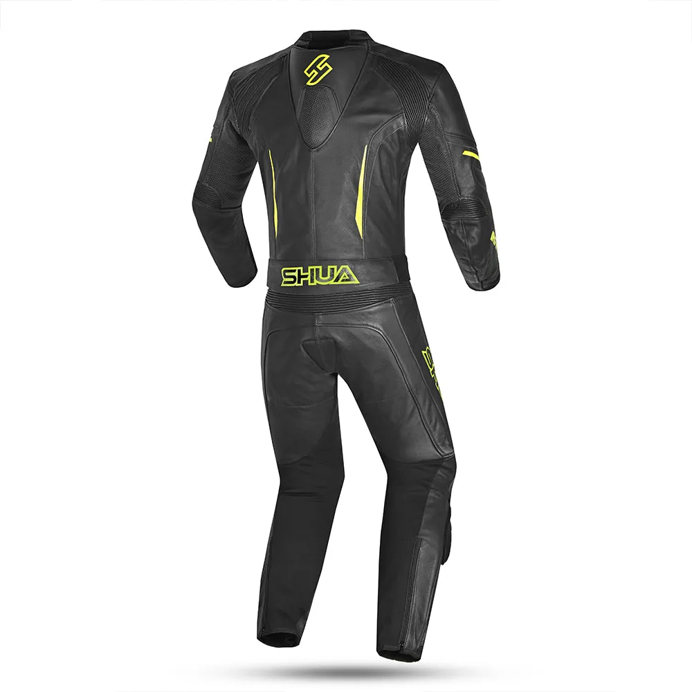 SHUA Infinity 2.0 1 PC Motorcycle Racing Leather Suit Black Yellow Flouro