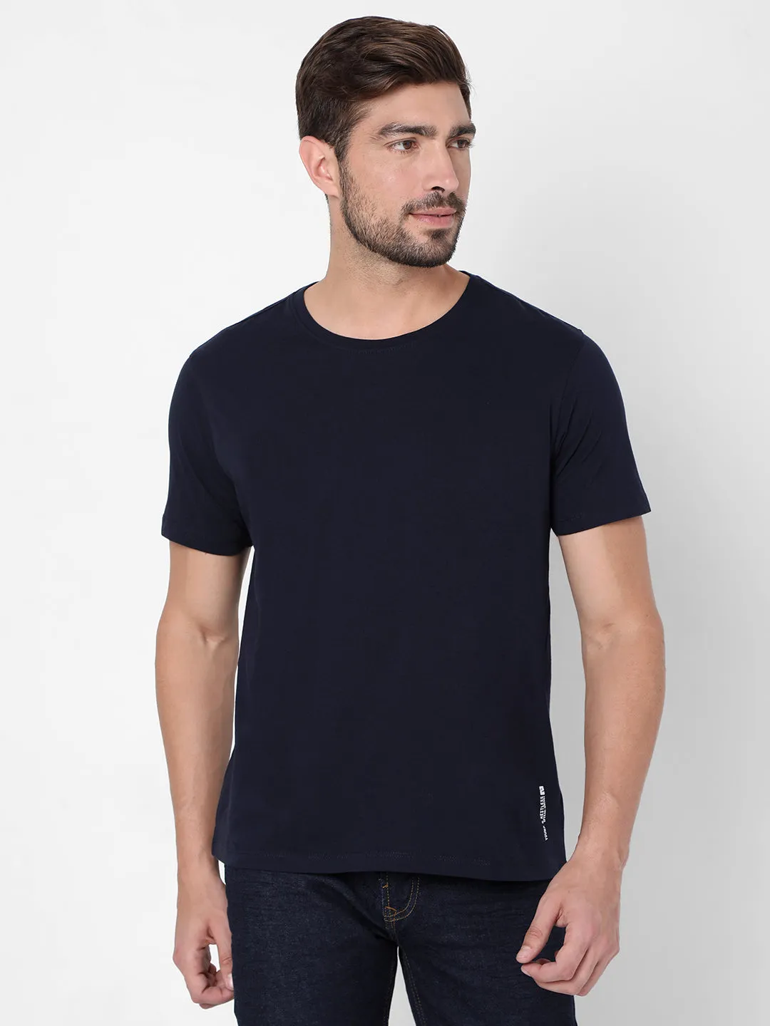 Spykar Men Multi Cotton Slim Fit Round Neck T-Shirt