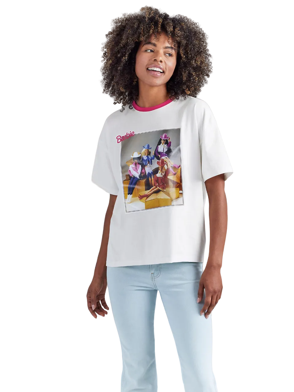 Wrangler Women's Barbie And Friends Girlfriend Ringer Tee In White Shirts